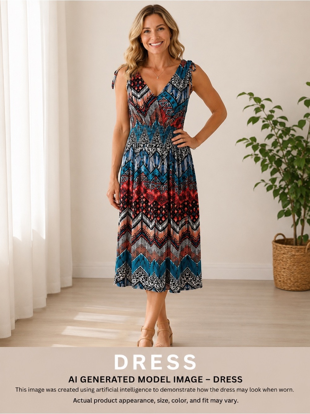 Win Win Surplice Sundress Gathered Shoulders and Waist